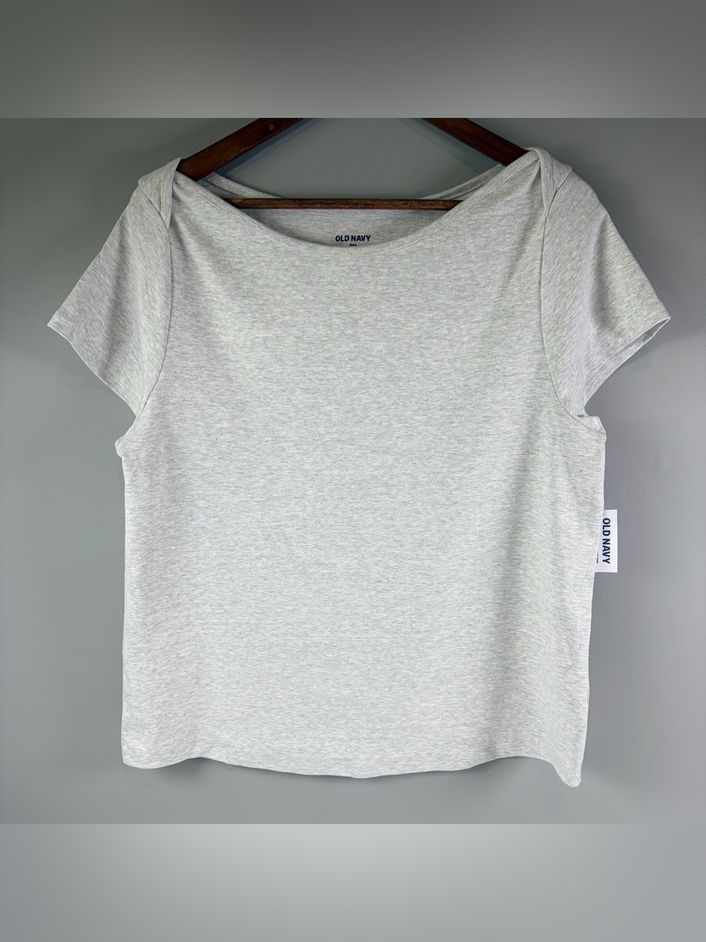 NWT Old Navy T-Shirt Women's Plus Sz 2XL Snug Fit Boat Neck Gray T-Shirt